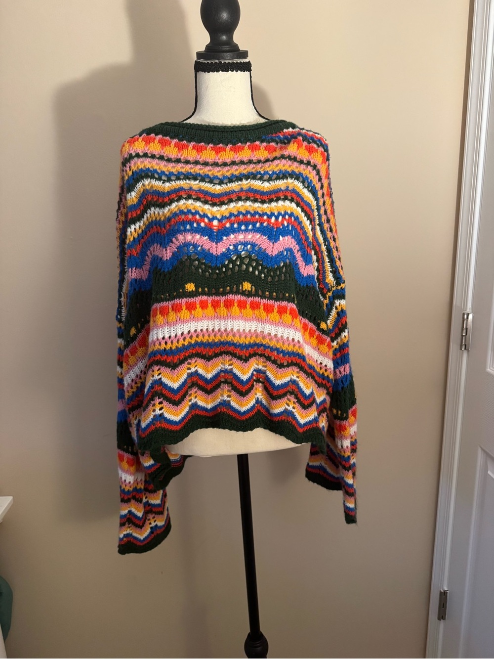 Multicolor Stripe Wave Knit Women's Sweater